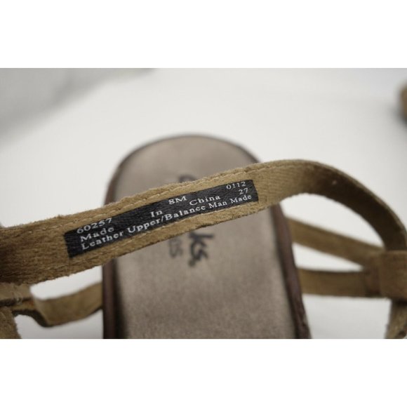 Clarks Bendables Brown Leather Slip On Buckle Wedge Sandals Shoes Women's 8 M - Picture 9 of 10